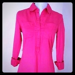 Merona Dark Pink Long Sleeve Shirt Dress